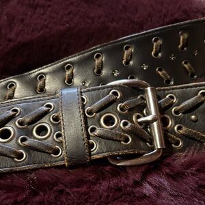 Black Leather Belt with Silver Buckle 35”-40.5”